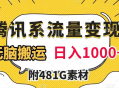 腾讯系流量变现，有播放量就有收益，无脑搬运，日入 1000+（附 481G 素材）